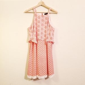 My Michelle Red Printed Cape Back Dress